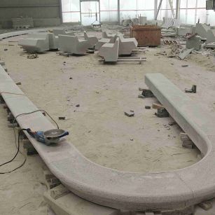 揭阳 芝麻白花岗岩弧形花坛石，坐凳石