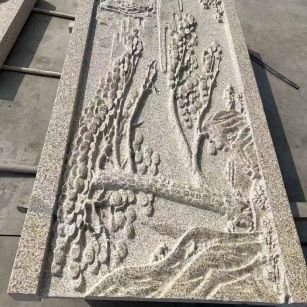 揭阳 黄金麻雕刻板浮雕迎客松