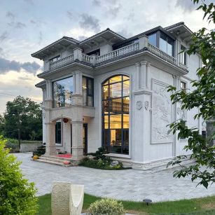 揭阳 白麻花岗岩私人别墅干挂石材豪华定制