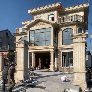 揭阳 黄金麻花岗岩荔枝面别墅外墙干挂私家专属