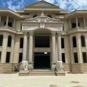 揭阳 黄金麻别墅外墙干挂，大柱，大象，蘑菇石，雕花板