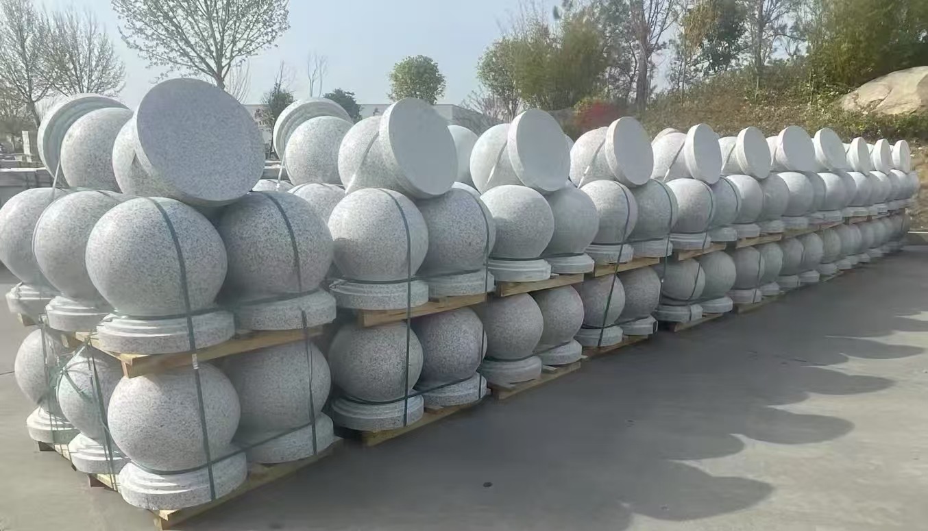 揭阳 白麻花岗岩石材圆球，石球，挡车球，隔离球，景观石球，风水球等