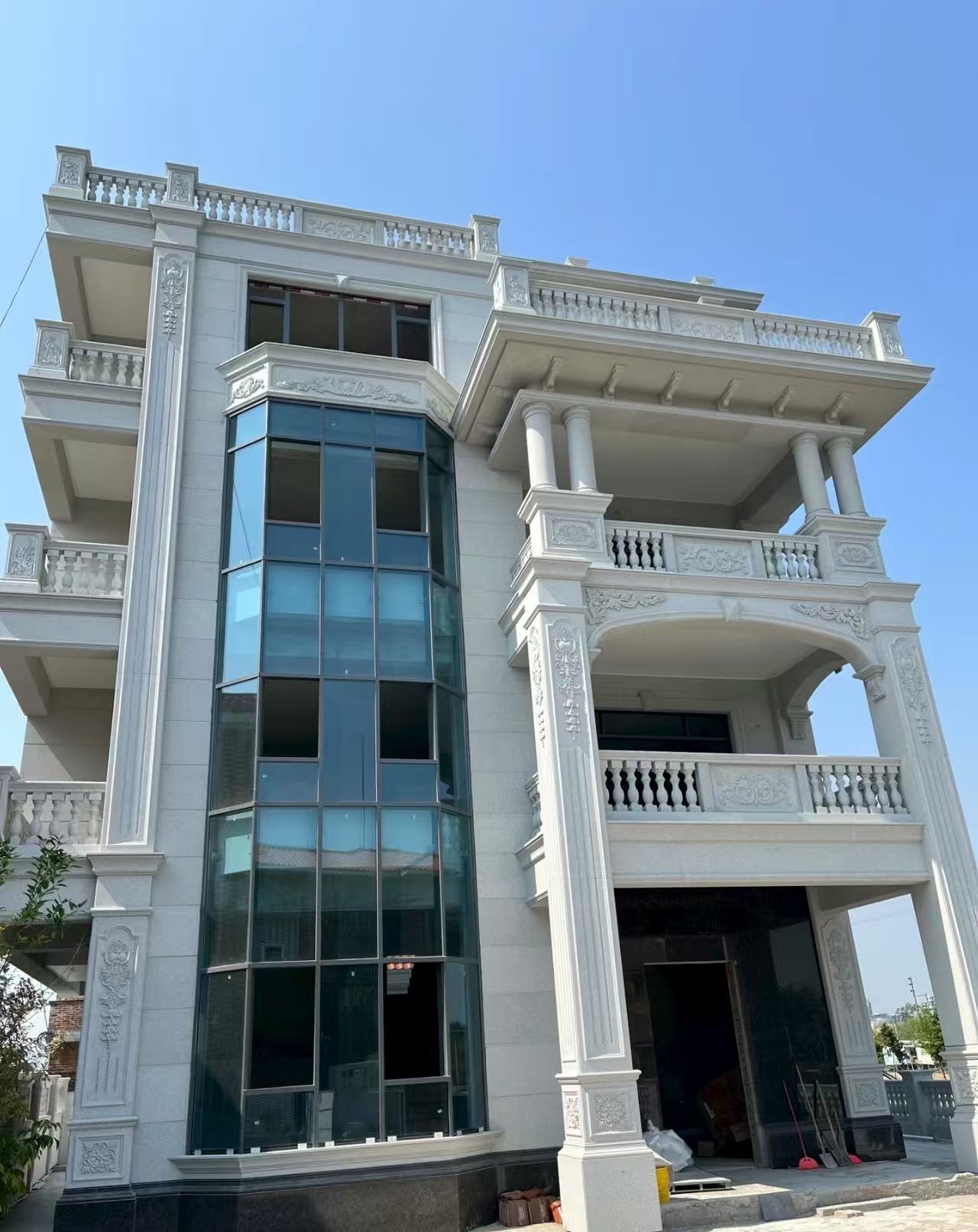 揭阳 白麻花岗岩别墅外墙干挂效果展示