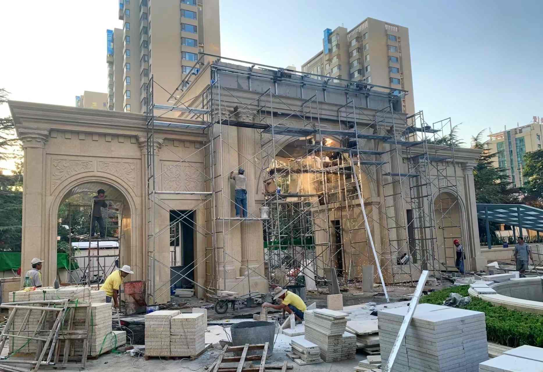 揭阳 黄金麻荔枝面花岗岩小区门楼外墙干挂