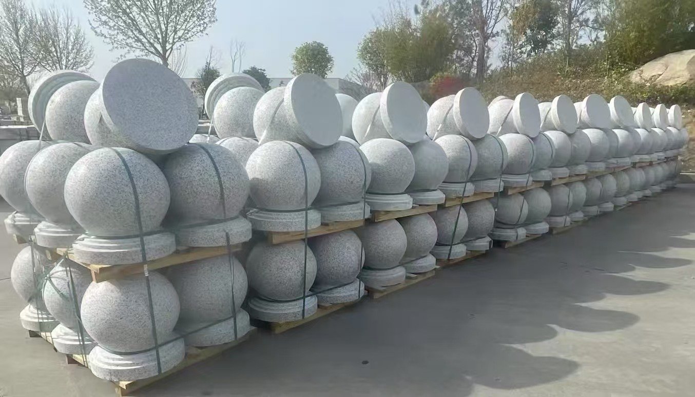 揭阳 白麻花岗岩石材圆球，石球，挡车球，隔离球，景观石球，风水球等