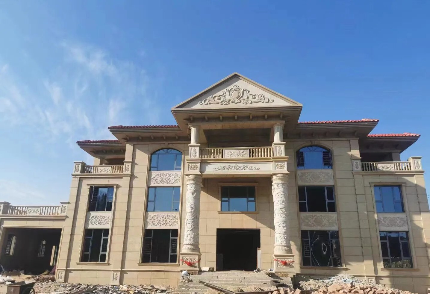 揭阳 黄金麻花岗岩别墅外墙干挂